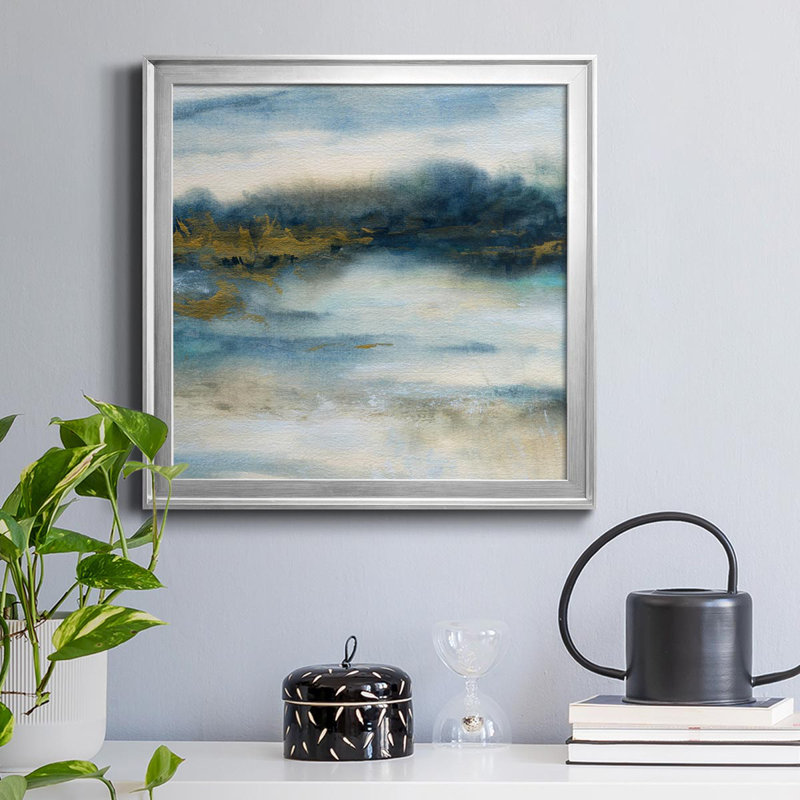 Golden Marshlands - Peinture sur toile encadrée, H 34,5 po x l 34,5 po x P 1,5 po, Argent