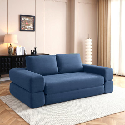 81'' Convertible Sofa Bed,3 In 1 Folding Floor Couch Corduroy Fold Out Couch Bed Futon Sleeper Mattress With Pillows,Boneless Sofa Comfy Lounge Loveseat