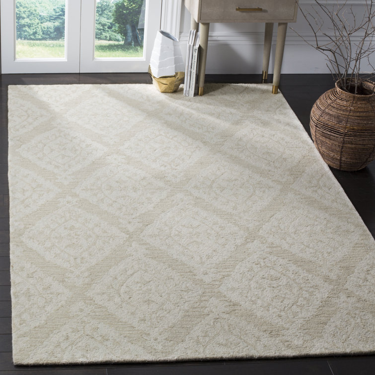Salerna Micro-Loop Hand Tufted Wool Damask Rug