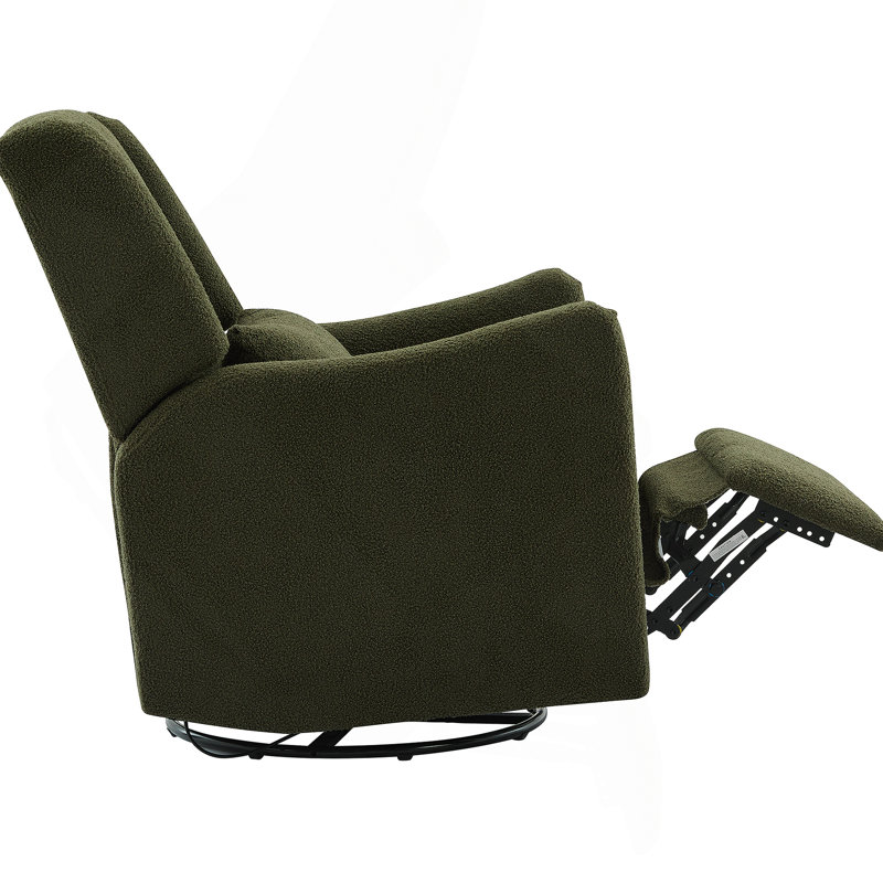 Swivel Recliner Chair with Pillow, Seaweed Green Boucle Incorrect