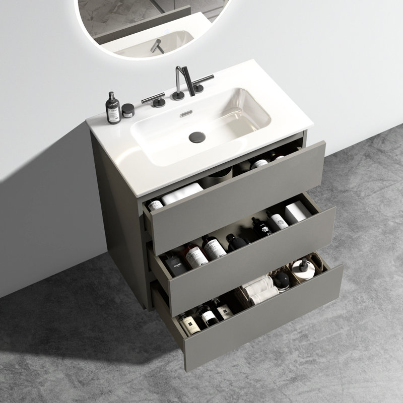 Meuble-lavabo gris 30 po - Polyvalent, polyvalent, élégant rangement, utilisation, 30"