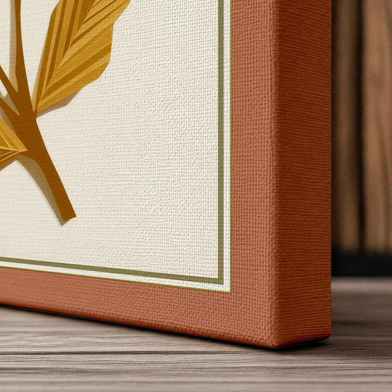 Gilded Branch Botanical - Wrapped Canvas, 36x24 - 91.4 x 61.0 cm, Terracotta Border