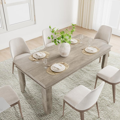 Table de salle à manger grise rectangulaire en bois de 71 pouces pour 6 à 8 personnes pour la cuisine ou la salle à manger