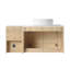Meuble-lavabo mural 42 po avec lavabo d'art en céramique et 1 tablette de rangement, 2 portes à fermeture douce, emballage KD, contreplaqué