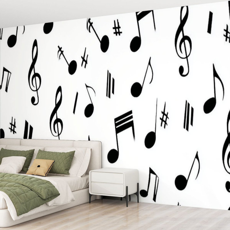 Papier peint adhésif autocollant, notes de musique, L 144 po x l 100 po