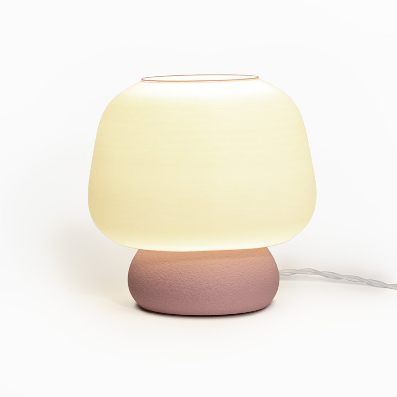 Mushroom 10" White and Light Pink 3D Printed LED Table Lamp