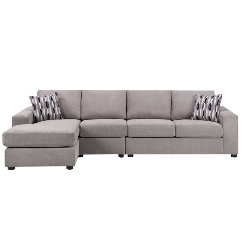 Canapé modulaire en L Birkley, taupe (LHF), Orienté à gauche (vu de face), Polyester taupe