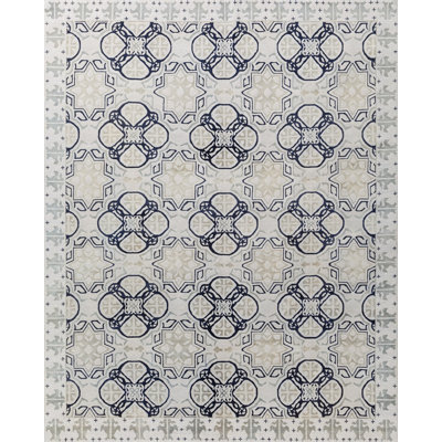 Classic Hand Knotted Geometric Shapes Area Rug