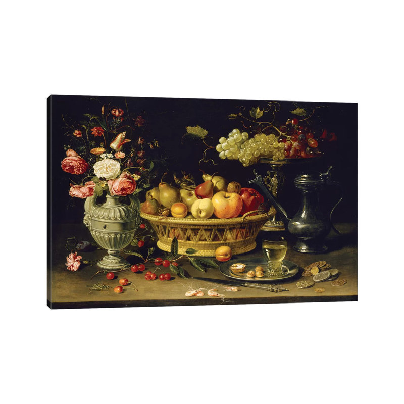Still Life Of Fruit And Flowers, 1608-21 by Clara Peeters - Wrapped Canvas Print, 152.5 cm H x 101.5 cm W