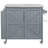 42.1" Outdoor Kitchen Island with Side Shelf – Grill Cart with Storage Cabinet, Stainless Steel Top, Adjustable Shelf & 4 Wheels for Pizza Prep (Grey Blue)-130030748