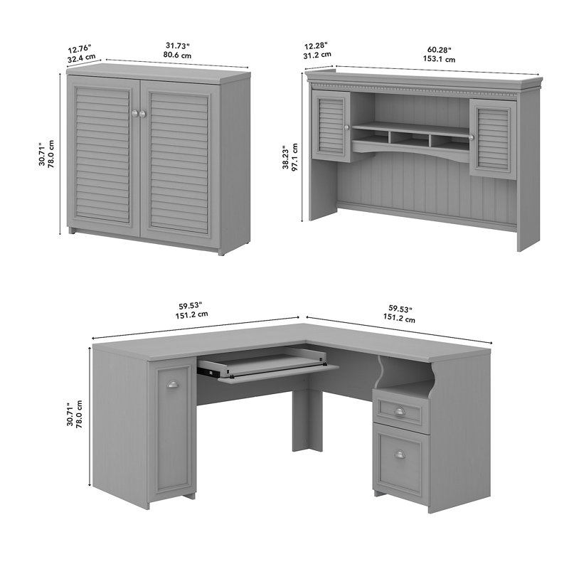 Huckins 4 Piece Computer Desk Office Set, Cape Cod Gray