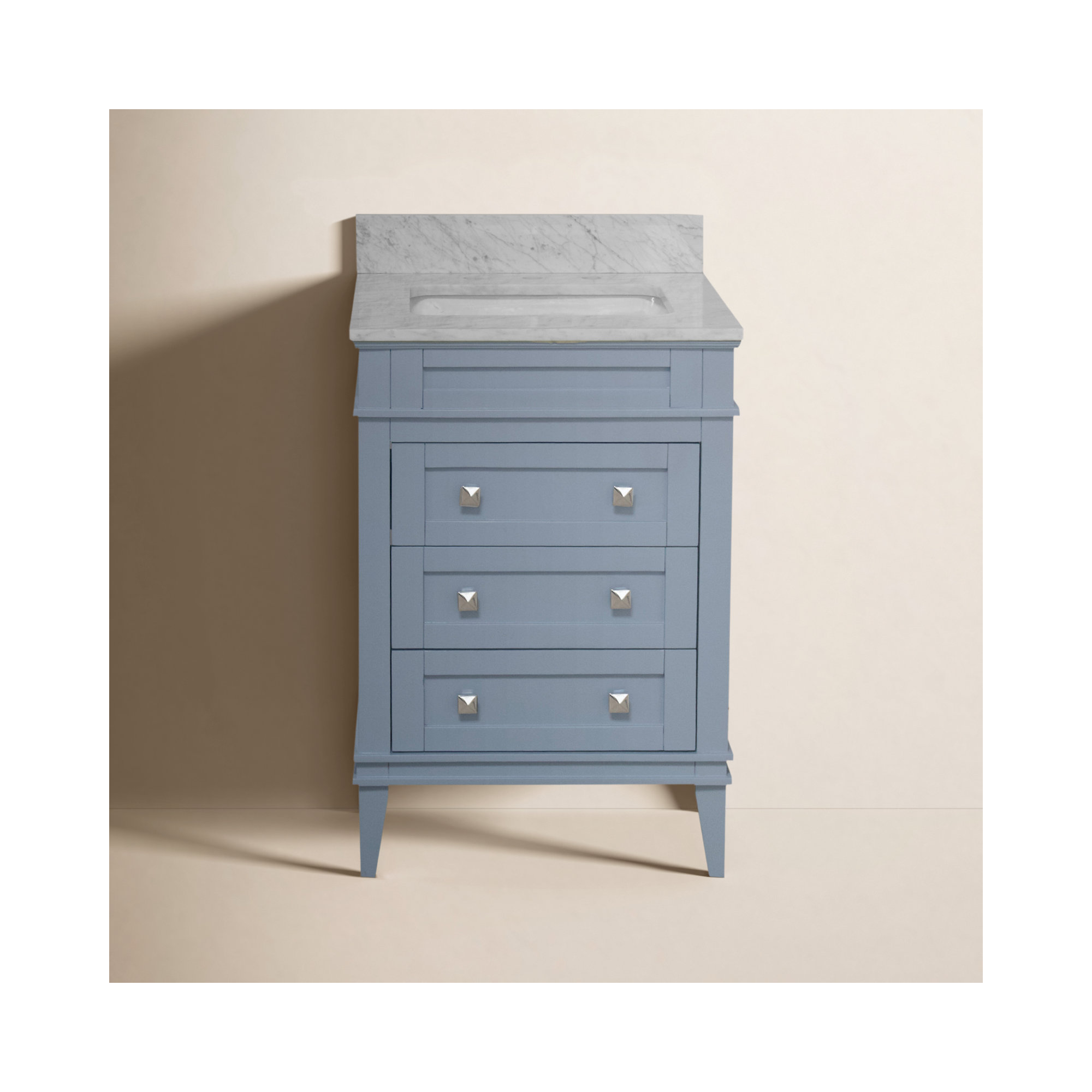 Frankfurt 24'' Single Bathroom Vanity, Powder Blue, Carrara Marble
