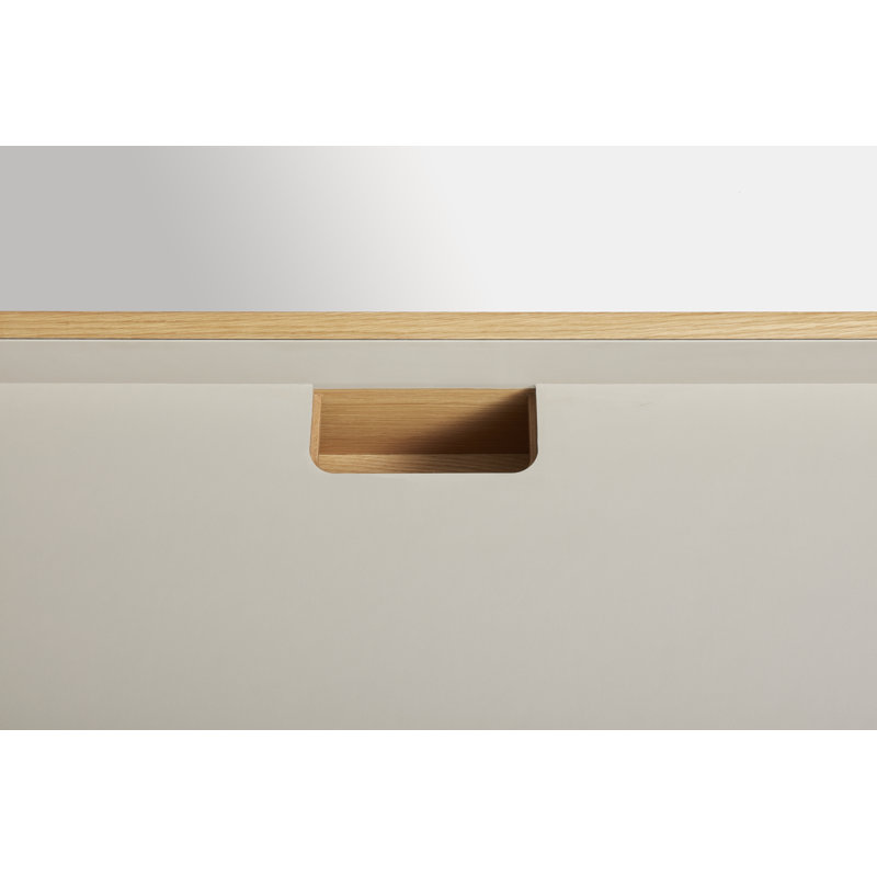 Tabloid Solid Wood Writing Desk, Putty/White Oak