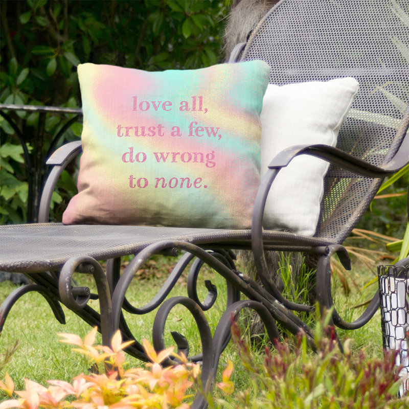 Coussin décoratif intérieur/extérieur do not incorrect, 20 po x 20 po, Arc-en-ciel pastel