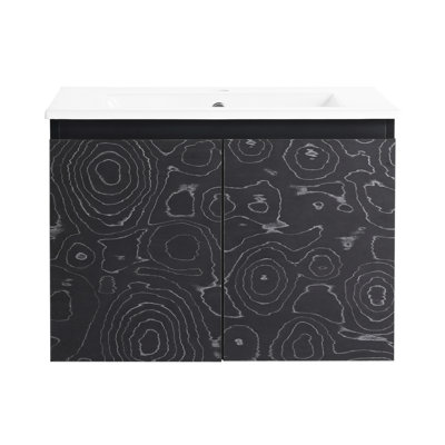Meuble-lavabo mural 24 po. Armoire noire en contreplaqué avec lavabo et mécanisme en céramique. Fonction de fermeture en douceur moderne -