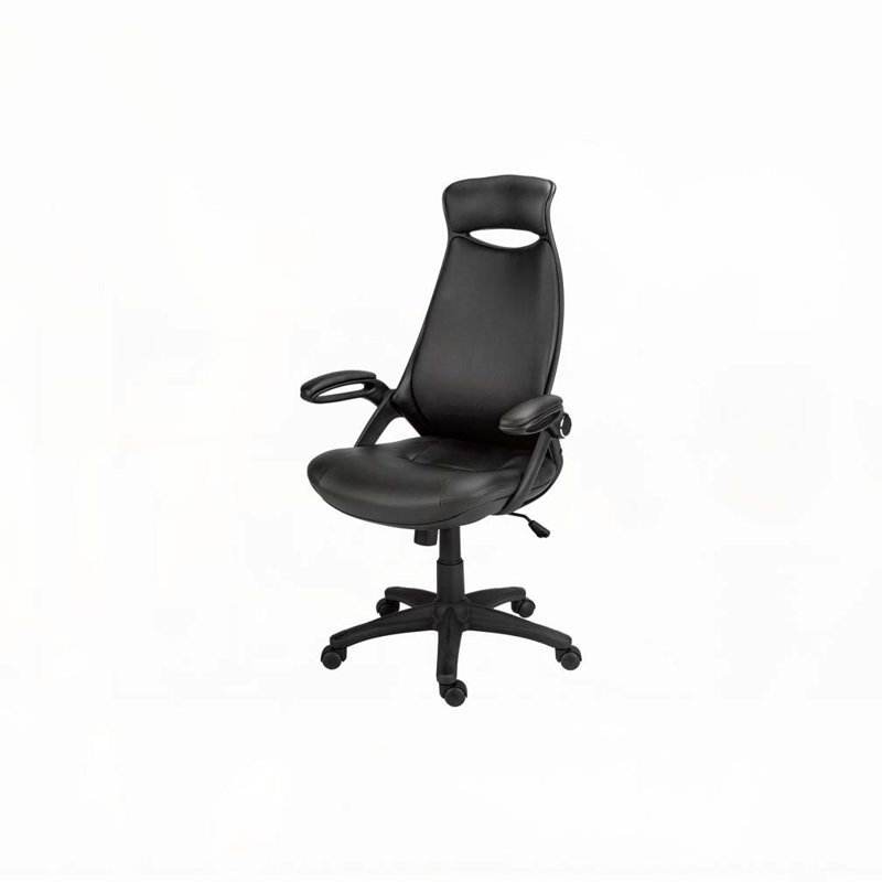 Office Chair,Adjustable Height,Swivel,Ergonomic,Armrests,Computer Desk,Work,Black Leather Look,Black Metal,Contemporary,