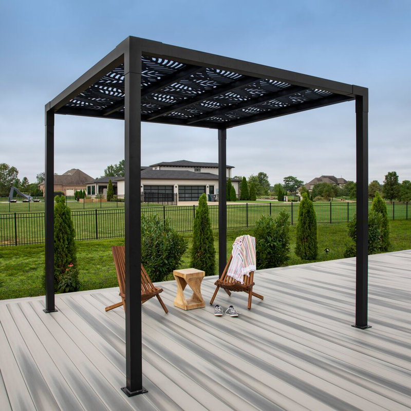 Matte Black Aluminum Freestanding Pergola with Canopy, 8 ft. x 8 ft.