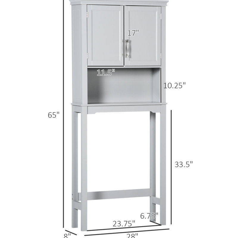 Bathroom Cabinet - Over Toilet Grey Storage With Adjustable Shelves And Open Space For Items Shelf Modern Design, Inner Bathrooms