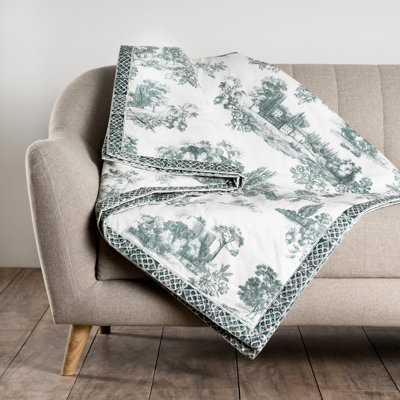 Maison d' Hermine Throw Blanket for Couch Lightweight Soft Warm Breathable Cotton Throw Blankets for Bed Girls Boys Women Men Gifts Living Room Valentines Day Gifts (50'' X 60'', Trianon - Blue Surf)