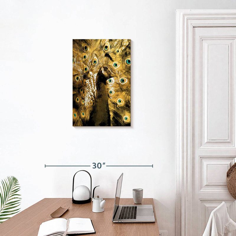 Brampt Gold Peacock, 24" H x 16" W