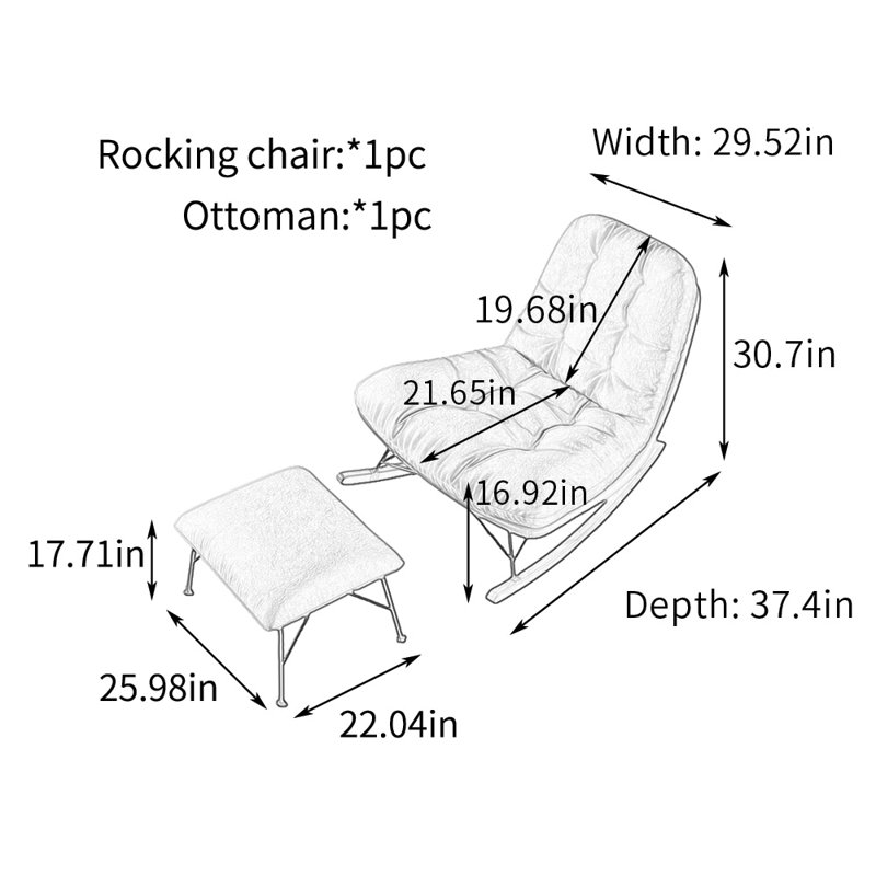 Leonila Leisure Living Room Home Metal Frame Rocking Chair