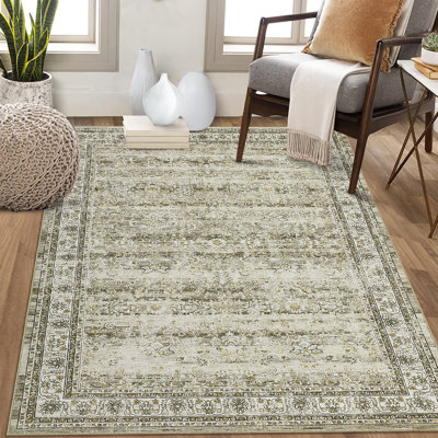 5 x 7 lavable tapis oriental rétro antidérapant tapis antitaches tapis rétro floral patiné à faible épaisseur pour salon salle à manger chambre à coucher,