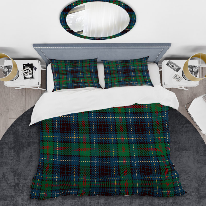 Ensemble de housse de couette en microfibre vert / bleu / noir 3 pièces, Housse de couette double / grand + 2 taies décora