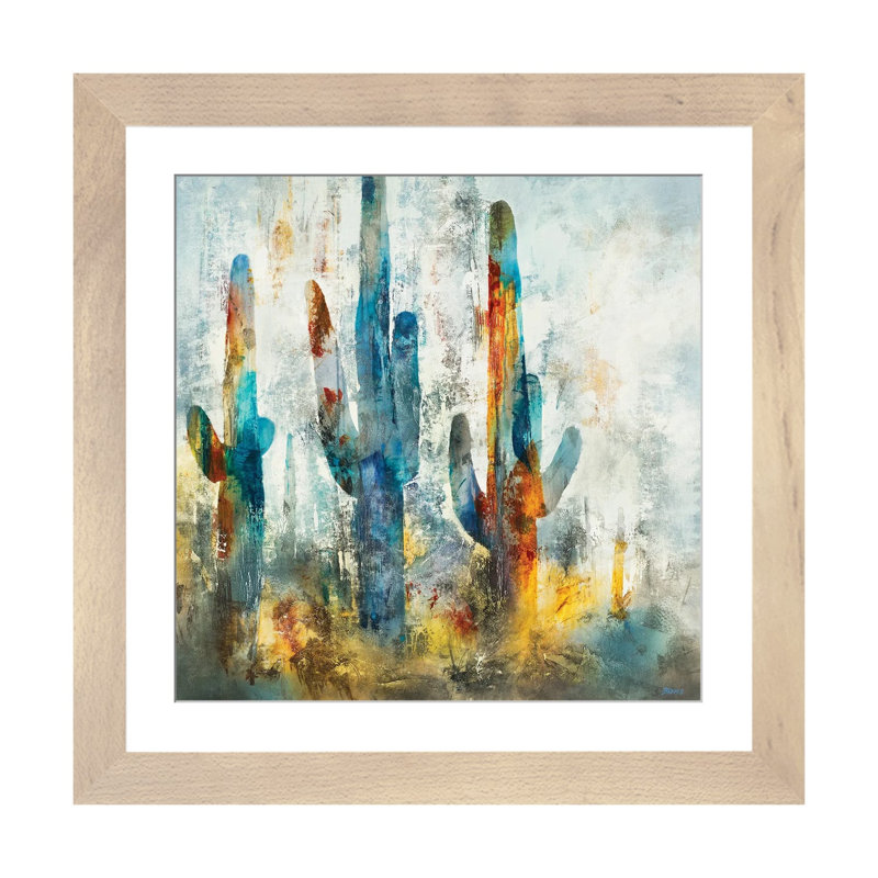 «Saguaro Forest» encadré par Scott Brems, H 24 po x l 24 po x P 1 po, Papier avec cadre photo en bois naturel, Oui