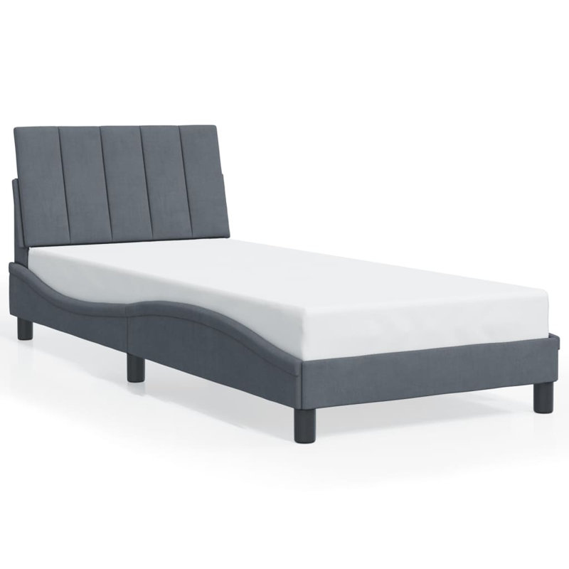 Cadre de lit sans matelas Hanko velours gris foncé 80 x 200 cm, Gris