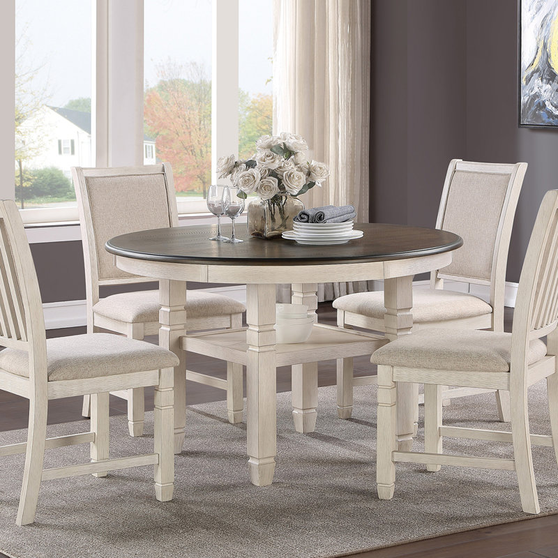 Table de salle à manger 1 pièce Dezmund and Antique Finish, Blanc