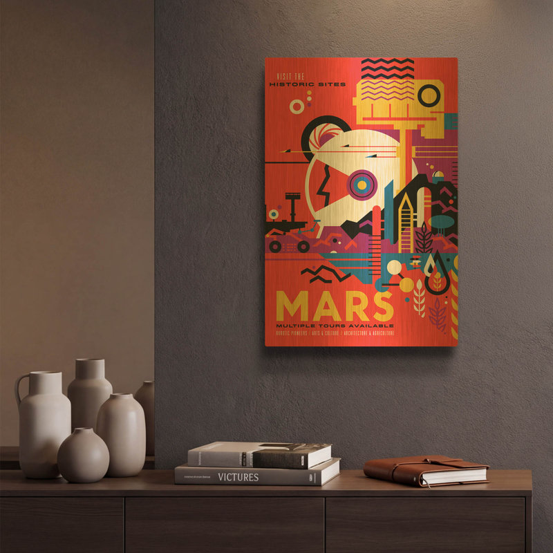  «Mars» par la NASA, art mural en métal doré, 12 po x 16 po, 12 po x 16 po