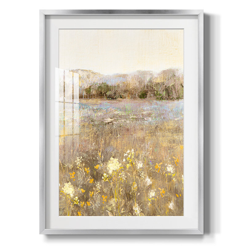 Doris Duke Garden - Matted and Framed Under Glass, Large Living Room Wall Art, Silver Framed Paper, White