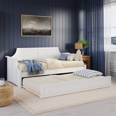 Antavious Coastal Cottage Solid Wood Twin Daybed with Twin Trundle