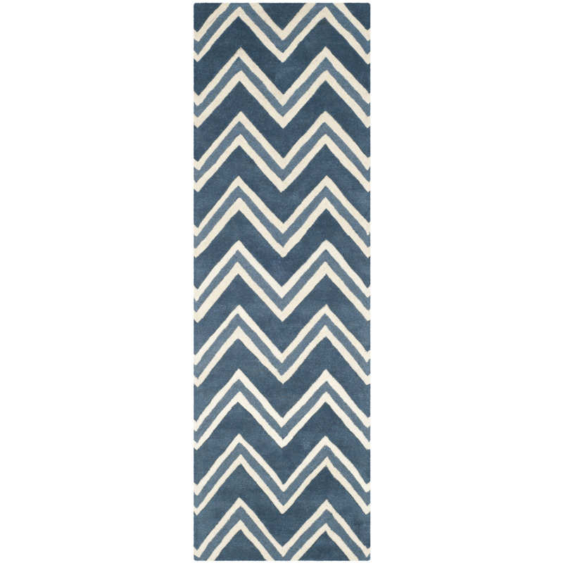 Sanyla Hand Tufted Wool Chevron Rug, Runner 2'6" x 8'