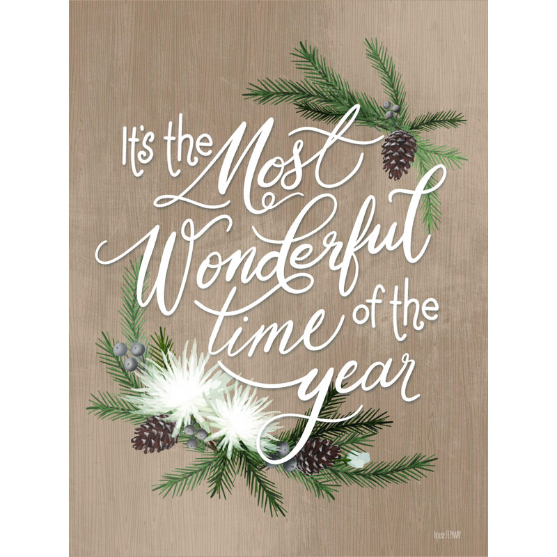 «Most Wonderful Time», art textuel sur toile tendue, H 48 po x l 36 po