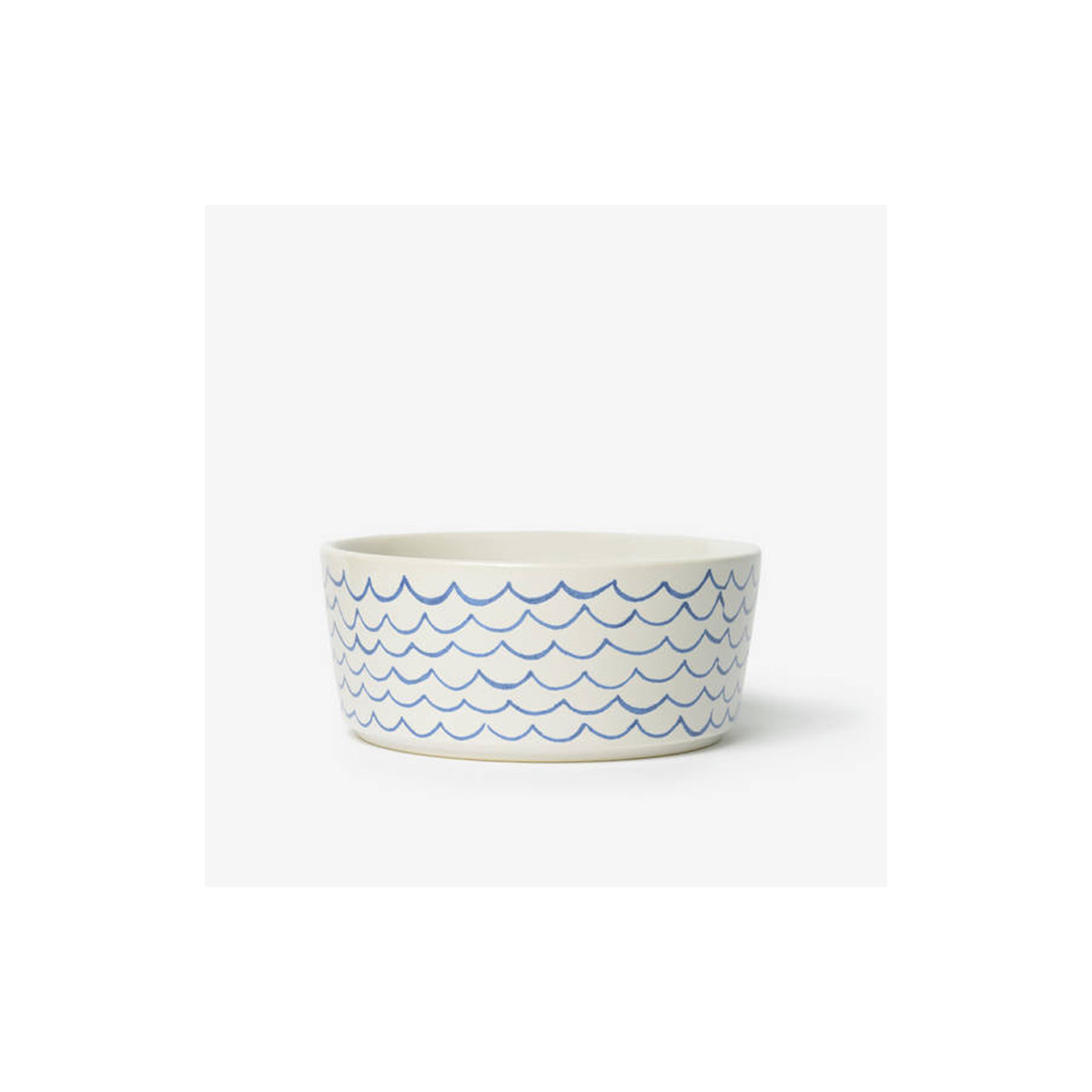 Sketched Wave Ceramic Dog Bowl, Blue Wave, Medium (4 cups/ 32 fluid oz), 2.75" H