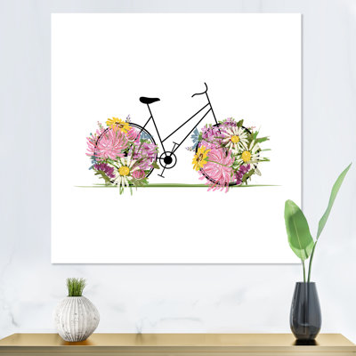 Illustration florale de vélo III - sur
