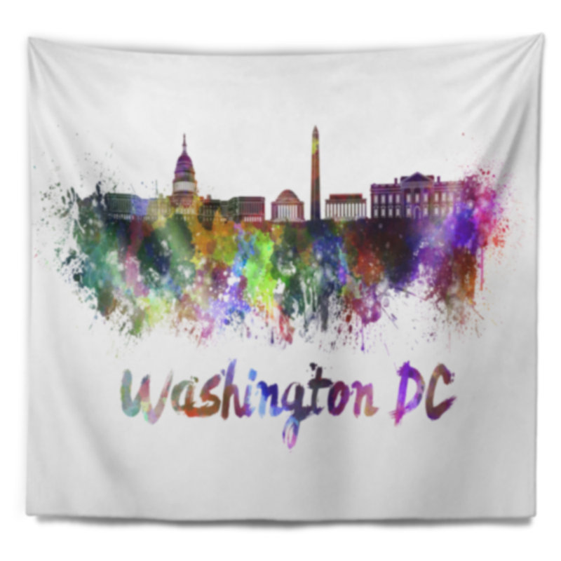 Washington dc skyline tapisserie Cityscape, H 50 po x l 60 po