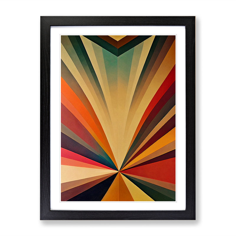 Sunset Art Deco - Single Picture Frame Print, Walnut, 34cm H x 25cm W x 2cm D