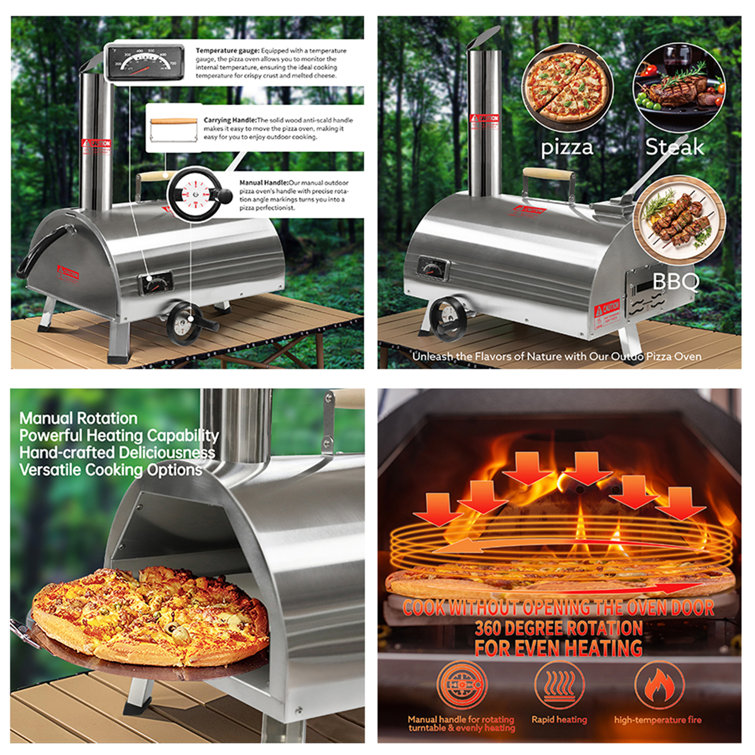 TONWIN Stainless Steel Countertop Wood Burning Pizza Oven TONWIN Color: Silver