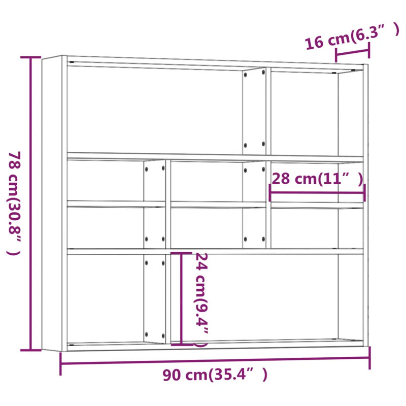 Devonne 10 Piece Cubby Shelf, Dark Brown