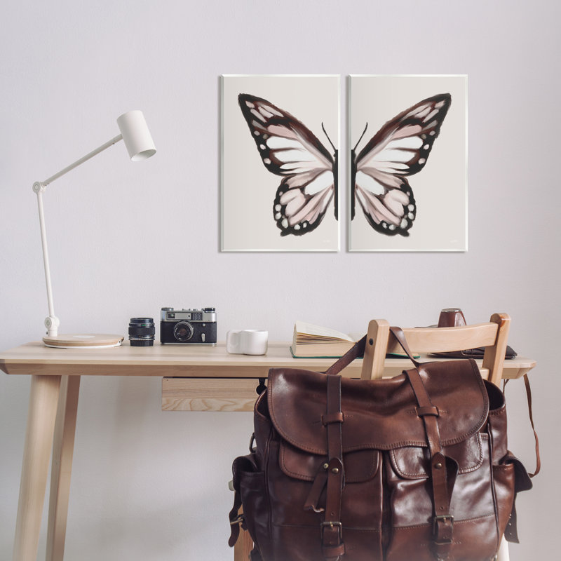 Ailes de papillon symétriques en sourdine par House Fenway - 2 pièces, impression, H 20 po x l 32 po x P 1,5 po