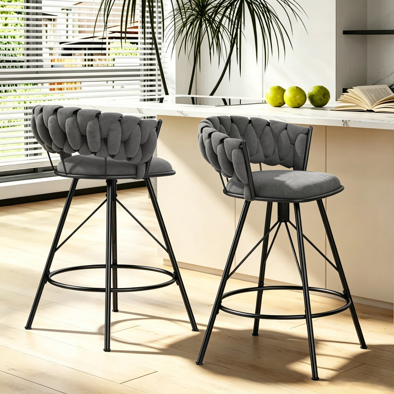 Tabourets de bar rembourrés, Grey, Bar Stool (30" Seat Height)