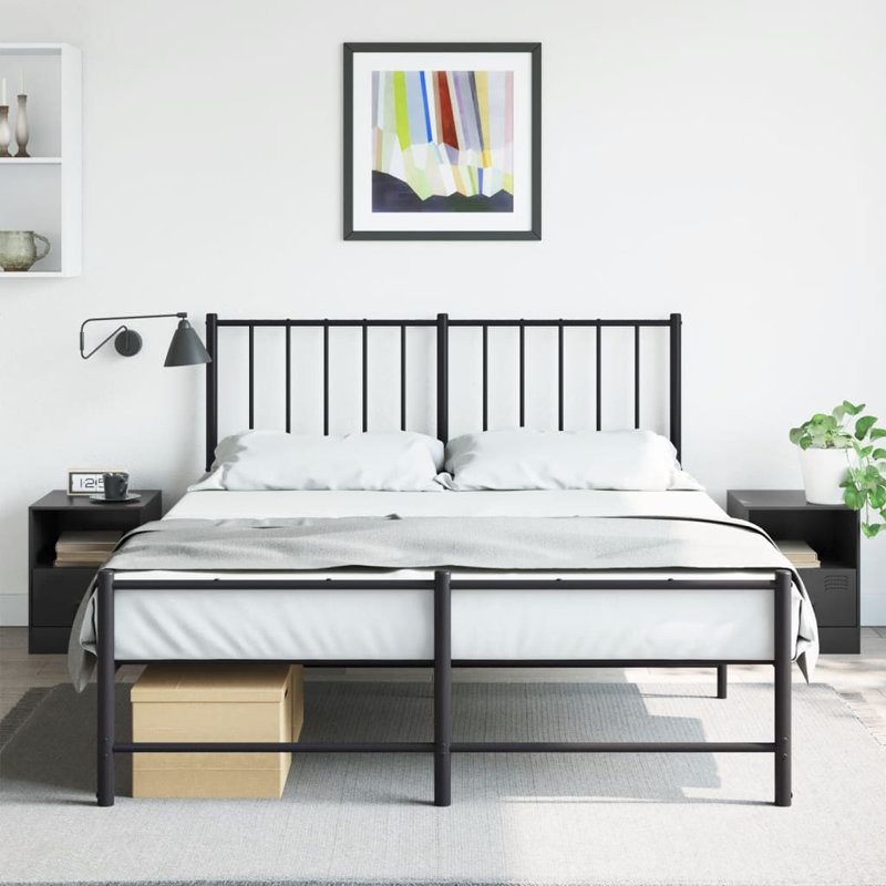 34.5cm W Steel Bedside Table, Black