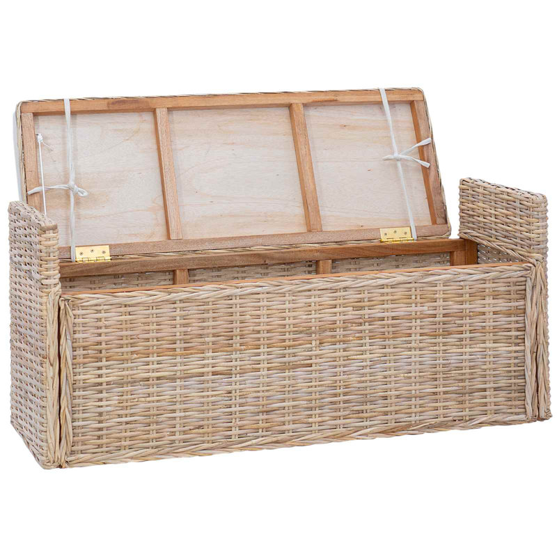 Rattan Storage Bench, Natural