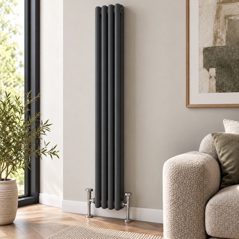 Uxbridge Vertical Traditional Colosseum Radiator, 1800mm H x 200mm W x 130mm D, Anthracite