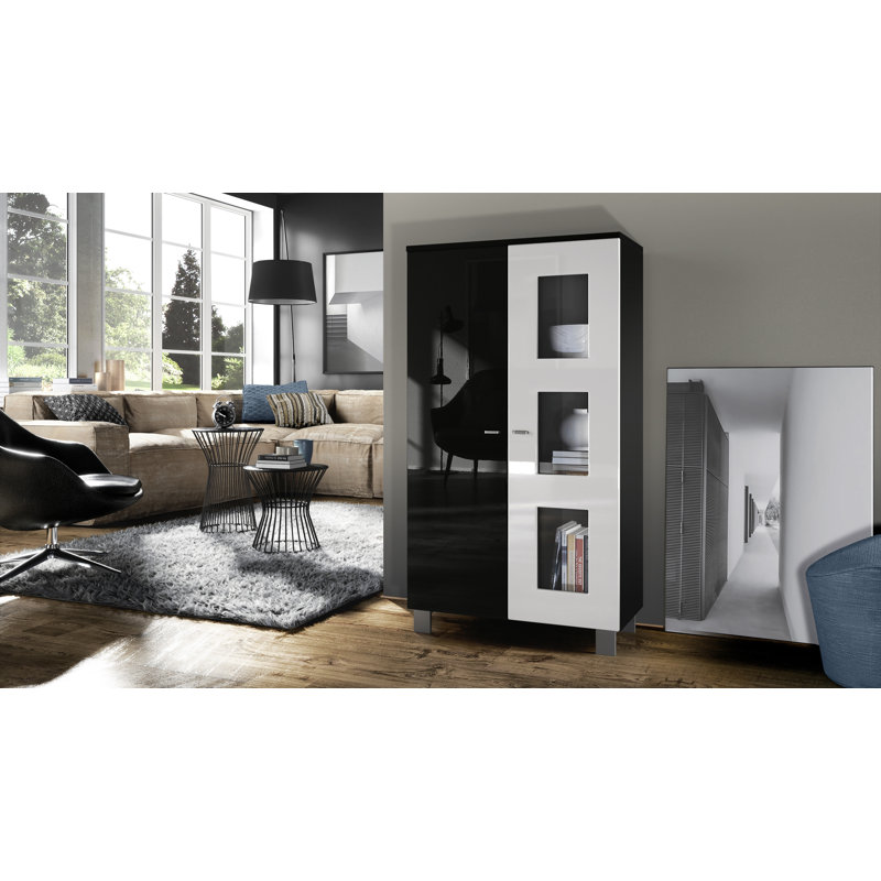Mccombs Curio Cabinet, Without, White/Black