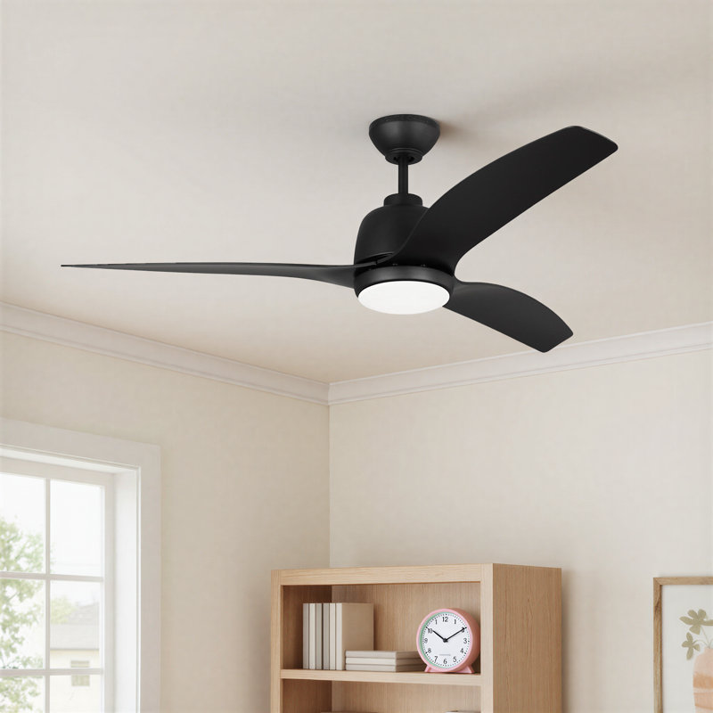 52'' Ceiling Fan with LED Lights, Midnight Black