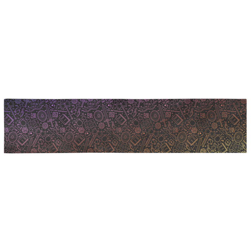 Chemin de table géométrique avicia, 72 po x 16 po, Noir et arc-en-ciel, 100 % coton