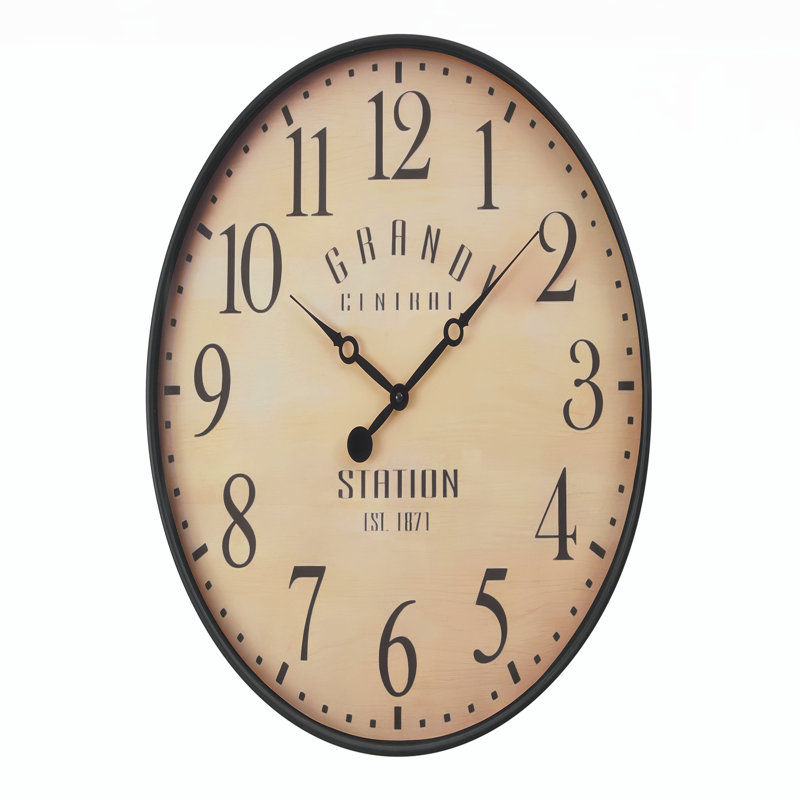 Horloge murale transitionnelle, brun antique rond de 20 po